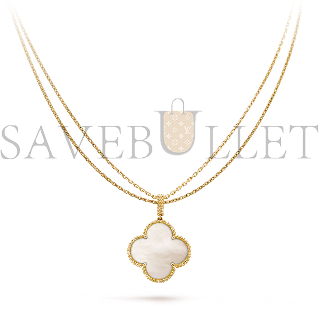 V*n Cl**f & Ar**ls magic alhambra long necklace, 1 motif - yellow gold, mother-of-pearl  vcaro49l00